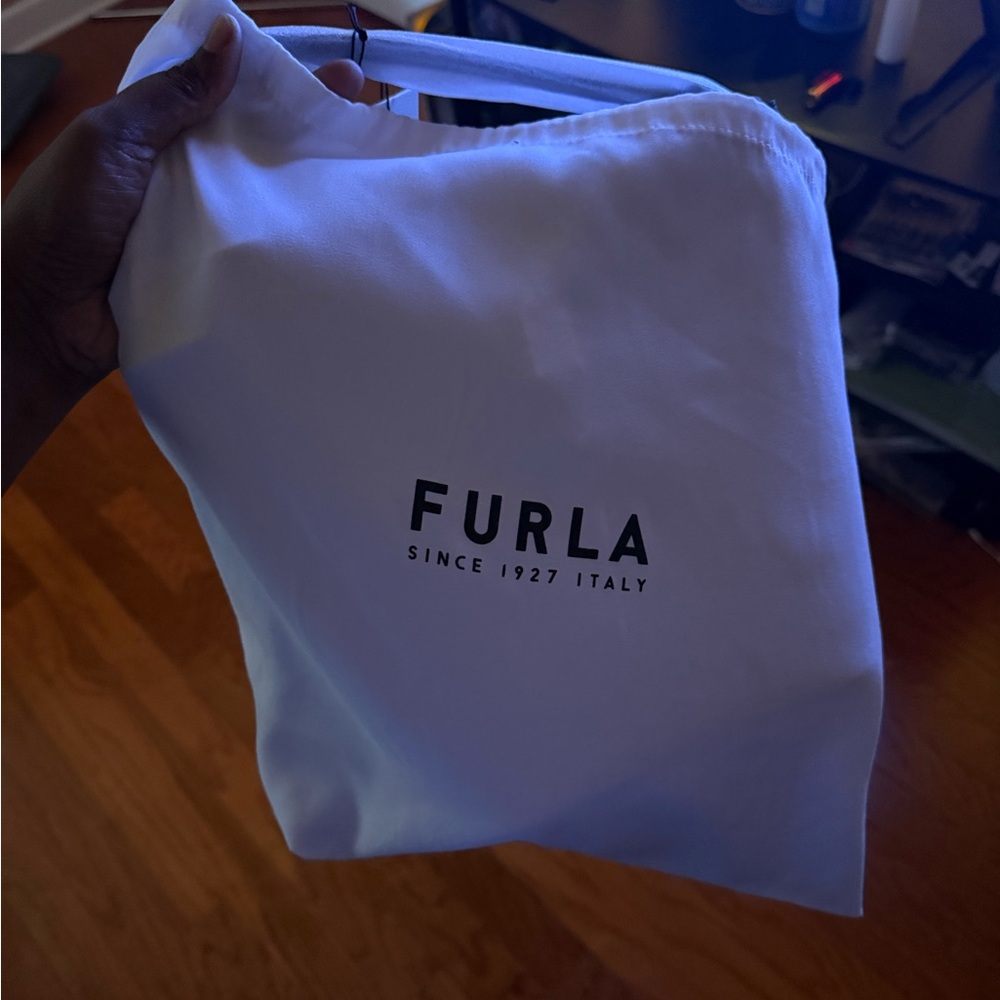 NWT Furla Black Leather Bucket Bag